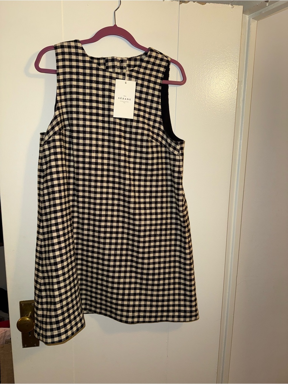 Sezane Black and Cream Gingham Dress with Tag - Picture 2 of 4